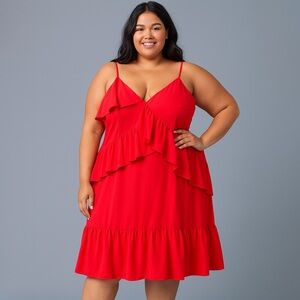 ASOS Vibrant Red Dress Ruffle Detail